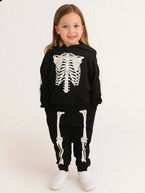 Posh Peanut Black Glow Skeleton Fleece Hoodie & Jogger Set